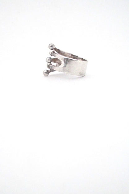 profile Anna Greta Eker for Plus Studios Norway Design vintage silver 5 prong Jester ring Scandinavian Modern design
