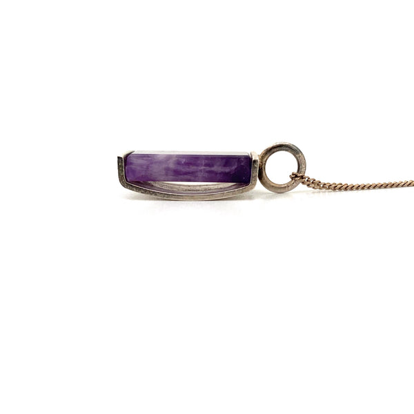 profile Elis Kauppi Kupittaan Kulta Finland vintage silver amethyst pendant necklace Modernist design