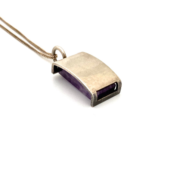 Elis Kauppi silver & amethyst pendant necklace