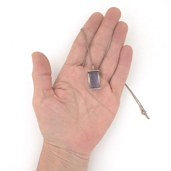 scale Elis Kauppi Kupittaan Kulta Finland vintage silver amethyst pendant necklace Modernist design