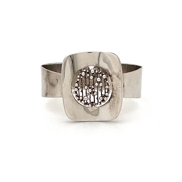 detail Kollmar & Jourdan Germany vintage sterling silver hinged bracelet mid century Modernist jewelry design