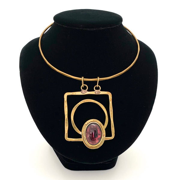 scale Rafael Alfandary Canada vintage large purple glass pendant choker necklace Canadian jewelry design