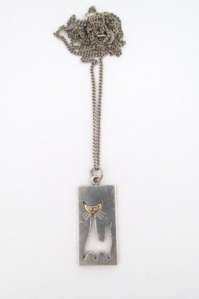 Elis Kauppi sterling cat pendant with gold overlay
