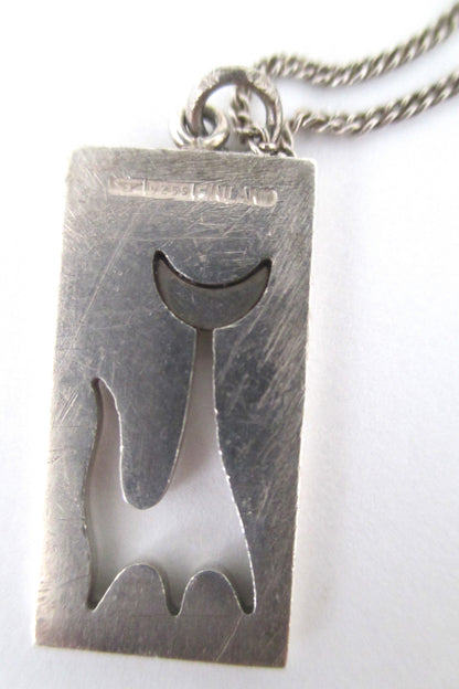 Elis Kauppi sterling cat pendant with gold overlay