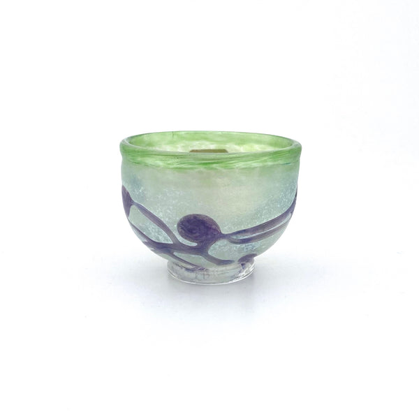 Kosta Boda miniature green & purple Galaxy bowl ~ Bertil Vallien