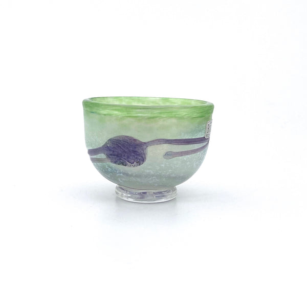 Kosta Boda miniature green & purple Galaxy bowl ~ Bertil Vallien