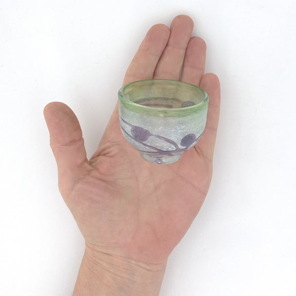 scale Kosta Boda Sweden vintage blown glass Artist Collection Galaxy bowl green purple Bertil Vallien