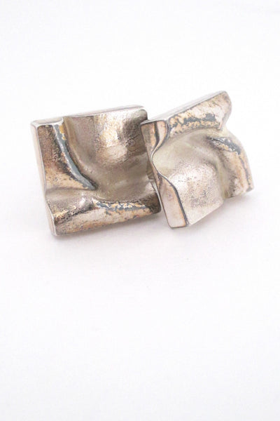 detail Bjorn Weckstrom for Lapponia Finland 1972 large square silver cufflinks