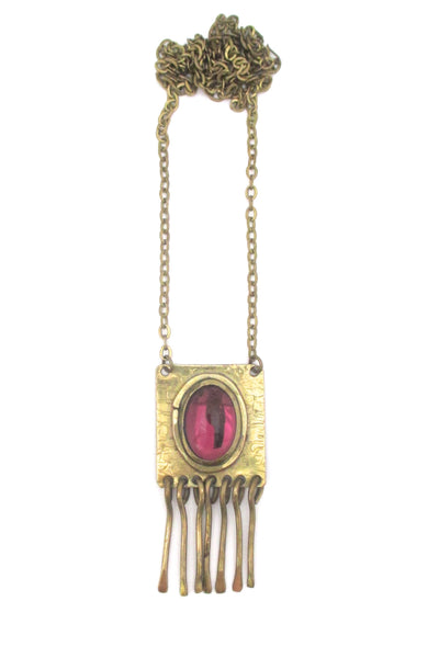 Rafael Canada mirrored purple brass fringe necklace