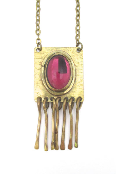 Rafael Canada mirrored purple brass fringe necklace