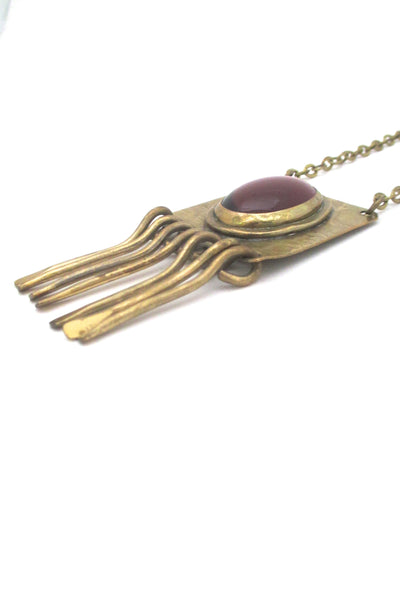 detail Rafael Alfandary Canada vintage brutalist mirrored clear purple stone fringe necklace