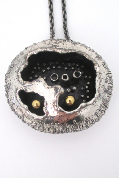 detail Guy Vidal Canada large brutalist pod pendant necklace