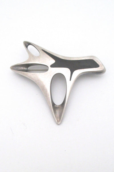 Georg Jensen heavy silver & enamel brooch #323 by Henning Koppel