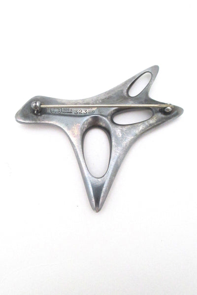 Georg Jensen heavy silver & enamel brooch #323 by Henning Koppel