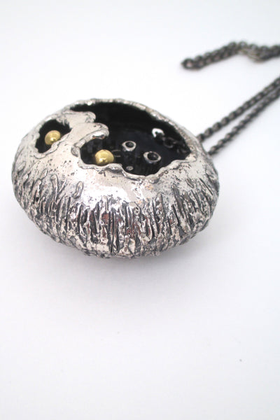 profile Guy Vidal Canada large brutalist pod pendant necklace