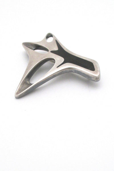 Georg Jensen heavy silver & enamel brooch #323 by Henning Koppel