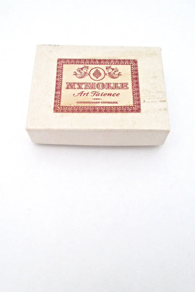 Nymolle Denmark ceramic brooch & earring set ~ original box & brochure