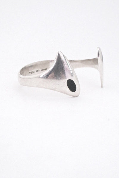 detail Hans Hansen Denmark vintage heavy silver and enamel cuff bracelet 213E Bent Gabrielsen