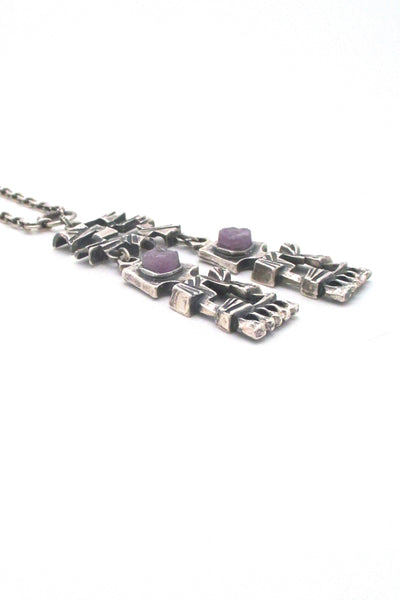 Pentti Sarpaneva large kinetic silver & amethyst pendant necklace