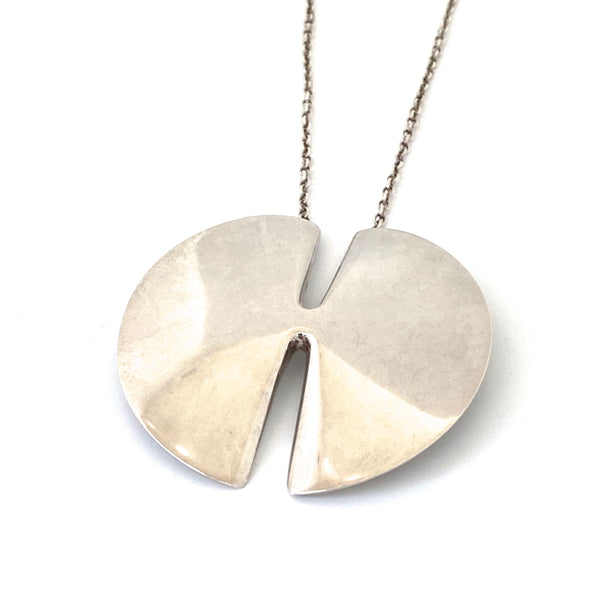 detail Georg Jensen Denmark vintage silver large pendant necklace 337A Nanna Ditzel Scandinavian Modernist jewelry design