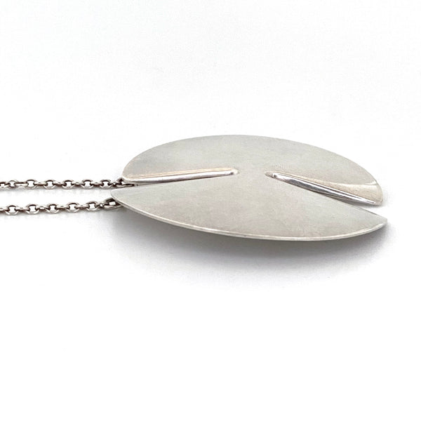 profile Georg Jensen Denmark vintage silver large pendant necklace 337A Nanna Ditzel Scandinavian Modernist jewelry design