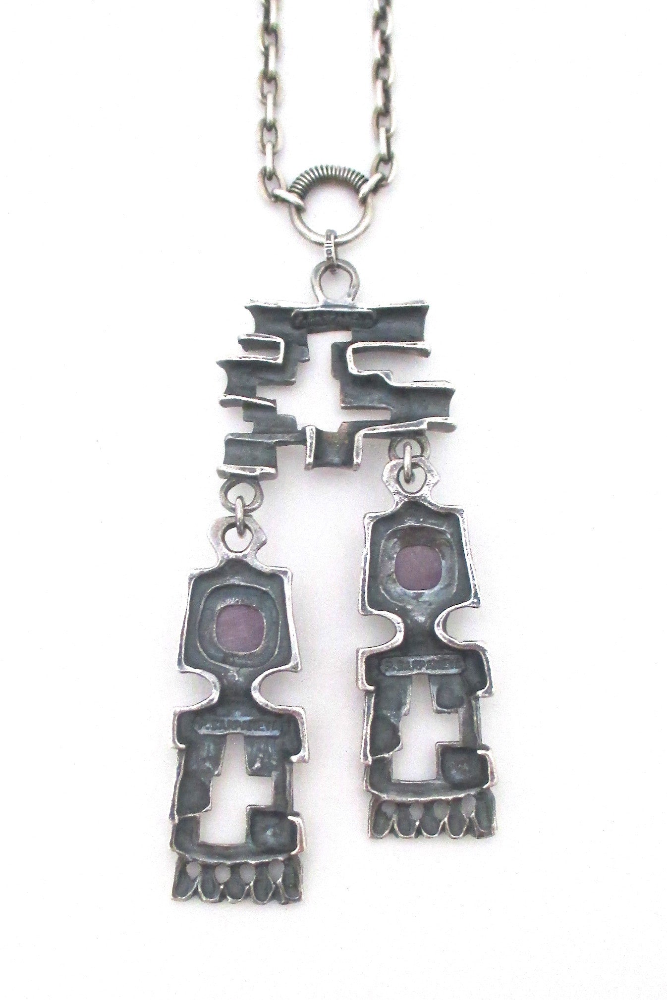Pentti Sarpaneva large kinetic silver & amethyst pendant necklace