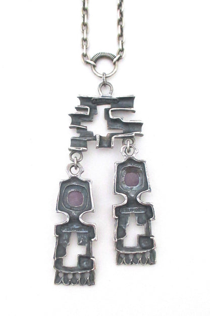 Pentti Sarpaneva large kinetic silver & amethyst pendant necklace