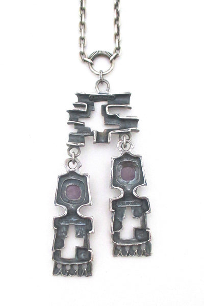 Pentti Sarpaneva large kinetic silver & amethyst pendant necklace