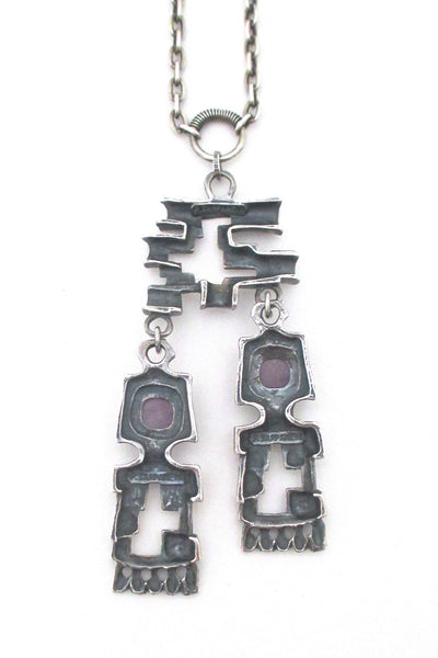 Pentti Sarpaneva large kinetic silver & amethyst pendant necklace