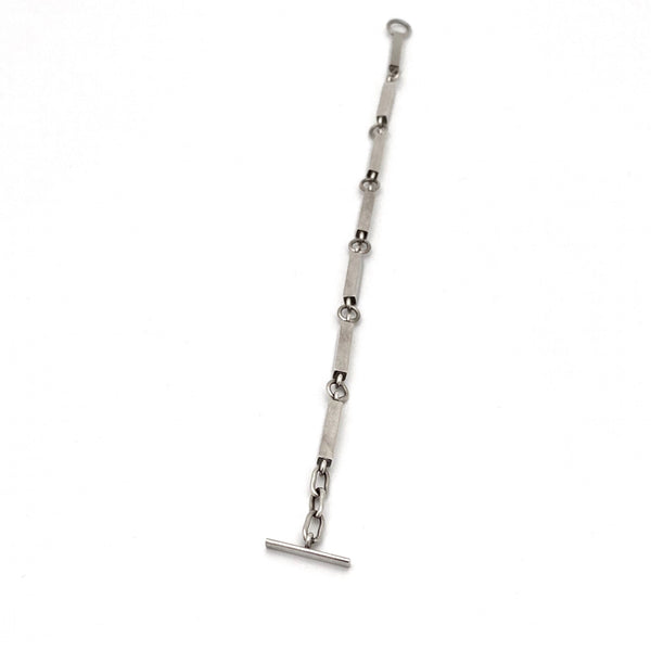 detail Arne Johansen Denmark vintage silver bars link chain bracelet Scandinavian Modernist jewelry design