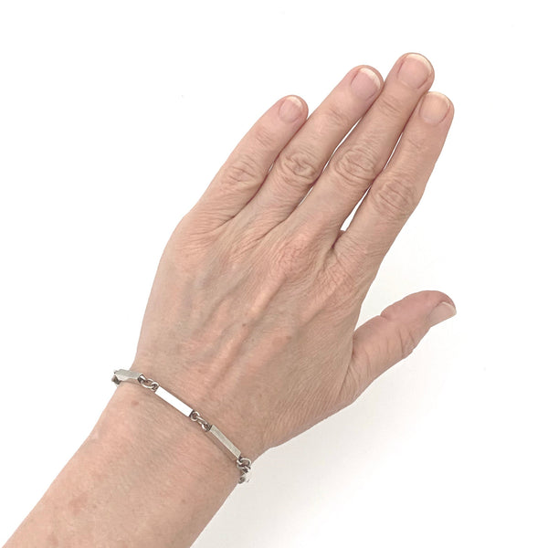 scale Arne Johansen Denmark vintage silver bars link chain bracelet Scandinavian Modernist jewelry design
