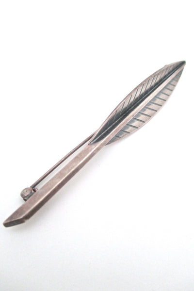 Hans Hansen long stylized leaf brooch #134