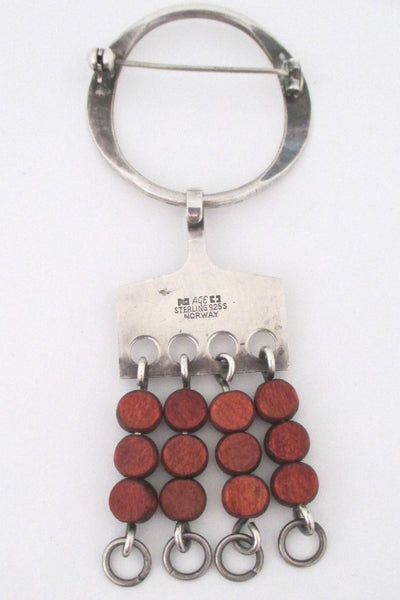 Anna Greta Eker silver & wood kinetic brooch