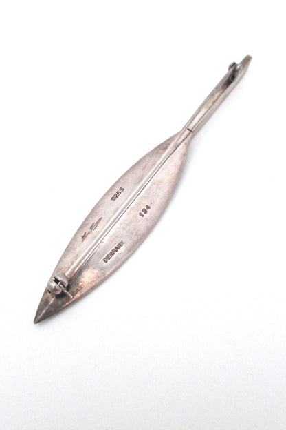 Hans Hansen long stylized leaf brooch #134