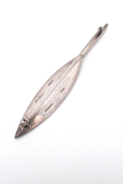 Hans Hansen long stylized leaf brooch #134