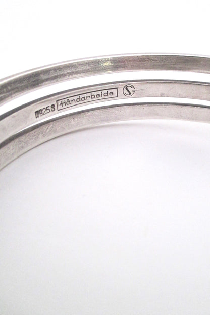 Scandinavian heavy silver triple wrap bangle bracelet