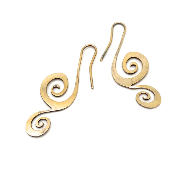 vintage sterling silver gilt swirl earrings