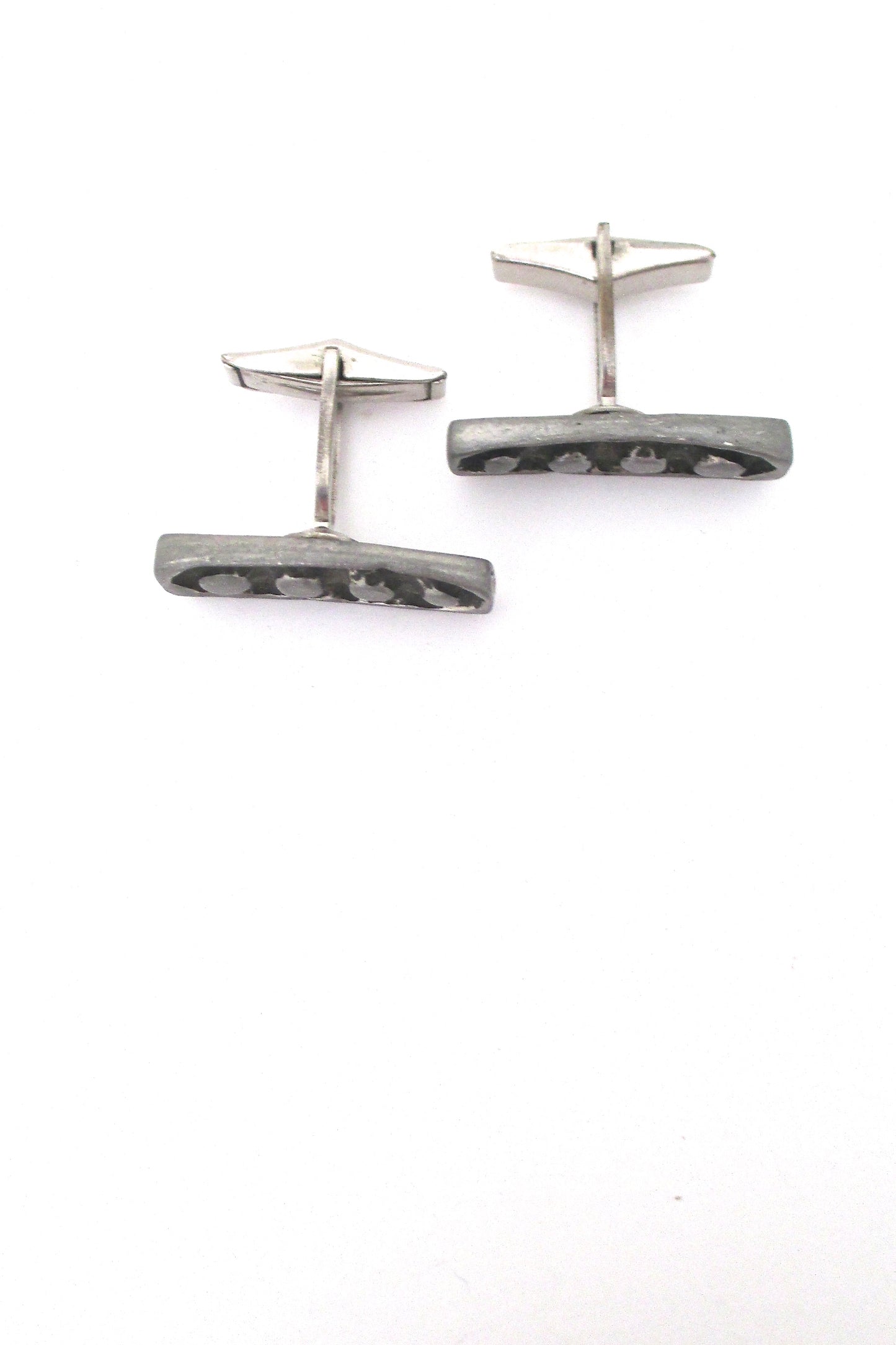 profile Robert Larin Canada vintage brutalist pewter shadowbox dots cufflinks