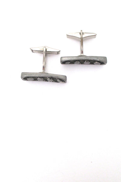 profile Robert Larin Canada vintage brutalist pewter shadowbox dots cufflinks