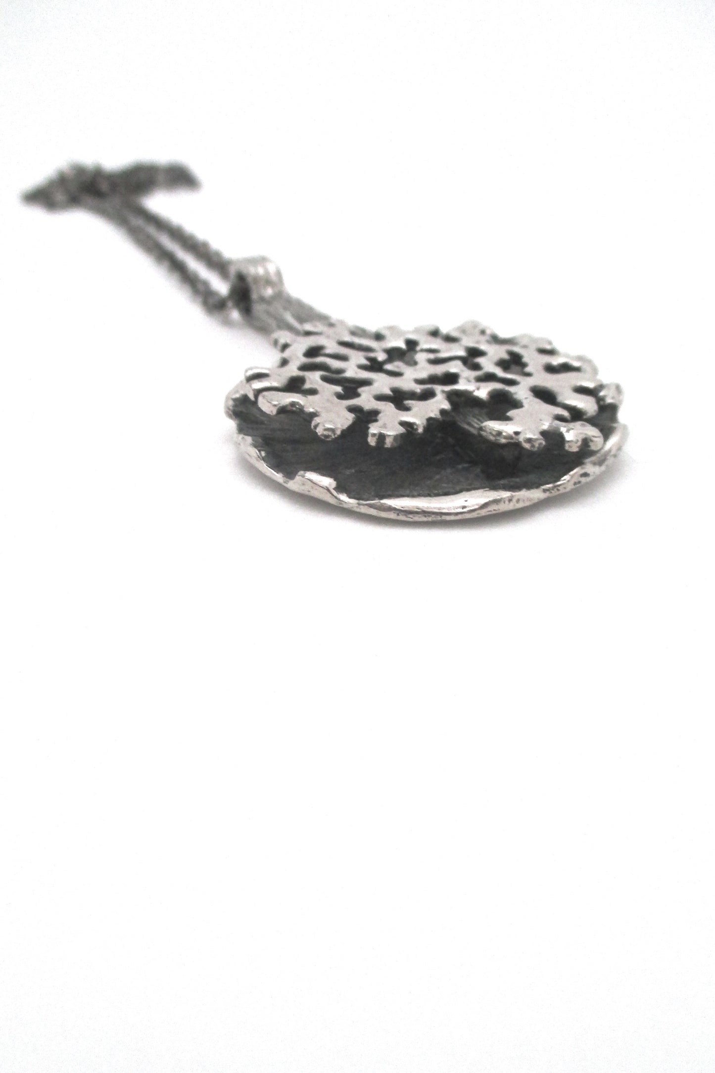 dtail Robert Larin Canada vintage brutalist pewter pendant necklace wearable sculpture