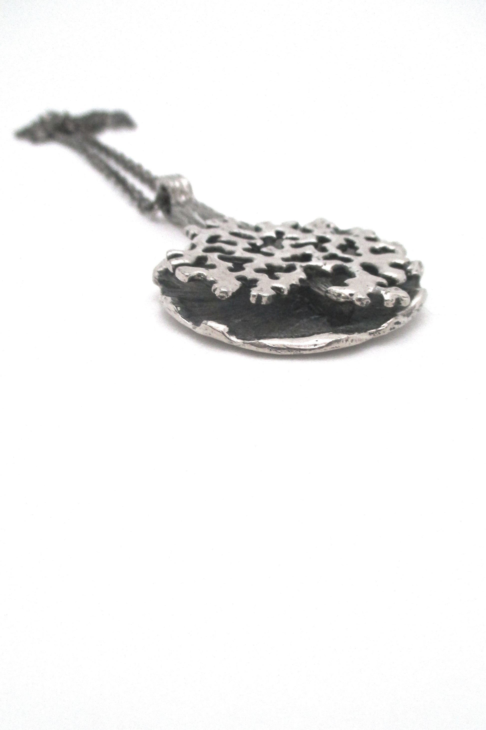 dtail Robert Larin Canada vintage brutalist pewter pendant necklace wearable sculpture