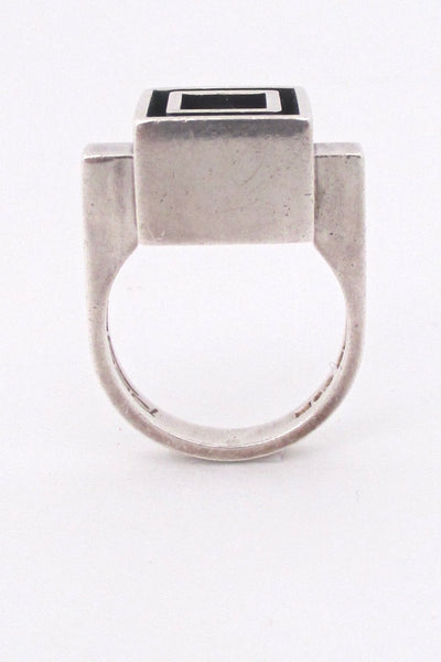profile Alton Sweden vintage Scandinavian Modernist heavy silver & ebony ring