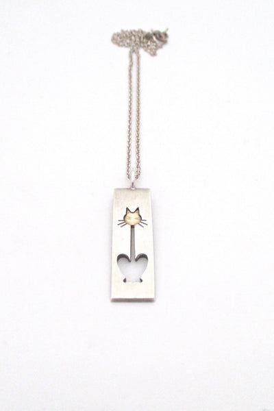 Elis Kauppi for Kupittaan Kulta silver & gold cat pendant