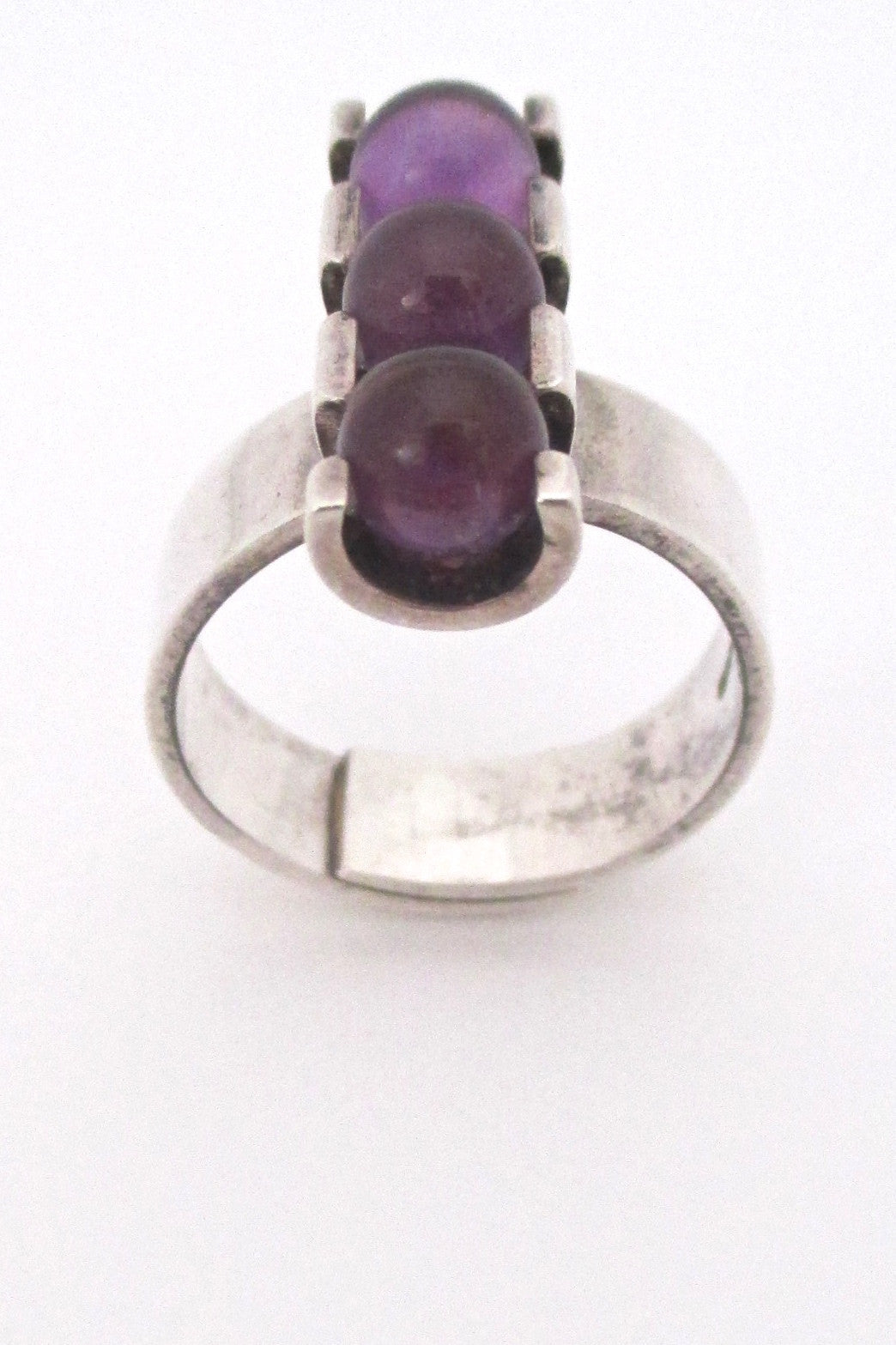 top Elis Kauppi Kupittaan Kulta Finland vintage Scandinavian Modern silver amethyst ring