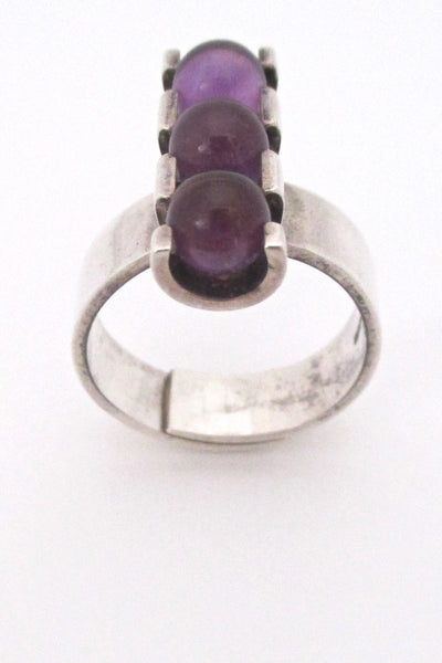 top Elis Kauppi Kupittaan Kulta Finland vintage Scandinavian Modern silver amethyst ring