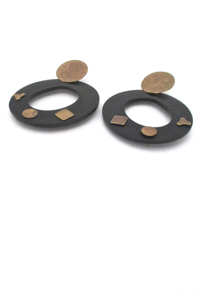detail Martha Sturdy Canada vintage 1980s resin and brass large drop earrings