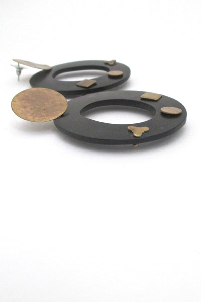 profile Martha Sturdy Canada vintage 1980s resin and brass large drop earrings