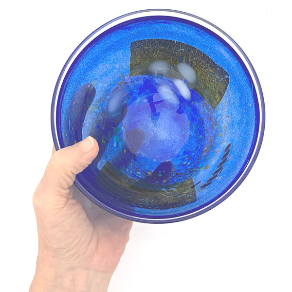 scale Kosta Boda Sweden vintage glass Satellite blue bowl Bertil Vallien