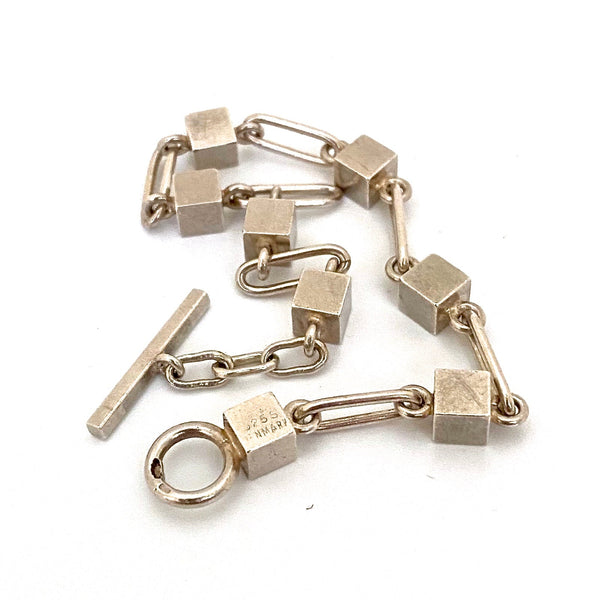 Arne Johansen vintage Modernist silver cubes link bracelet