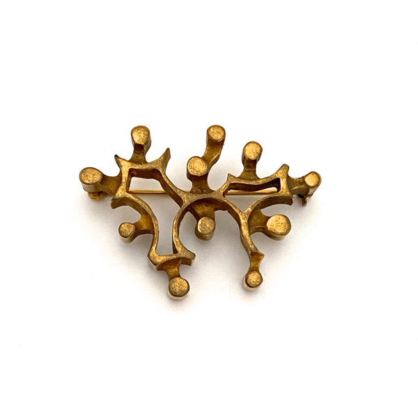Bernard Chaudron dimensional bronze openwork brooch